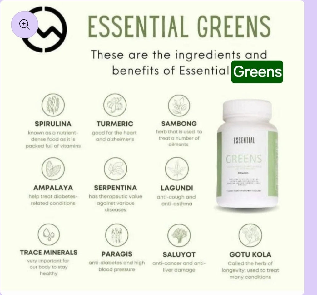 BEST SELLER!!! ESSENTIAL GREENS 60 CAPS